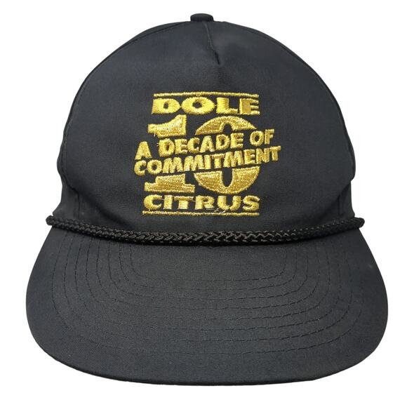 Dole A 10 Decade Commitment Citrus Snapback Trucker Hat Black OS Rope Mohr's - Picture 1 of 10